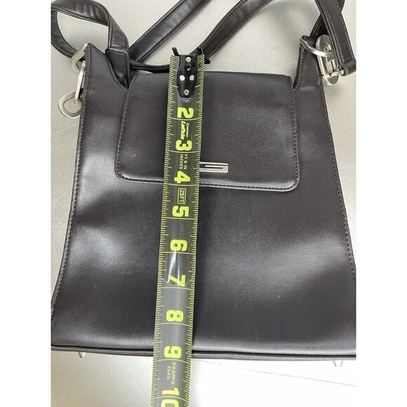 Vintage Guess Brown Faux Leather Shoulder Bag Tote Minimalist G Logo Purse Y2K - Picture 6 of 8